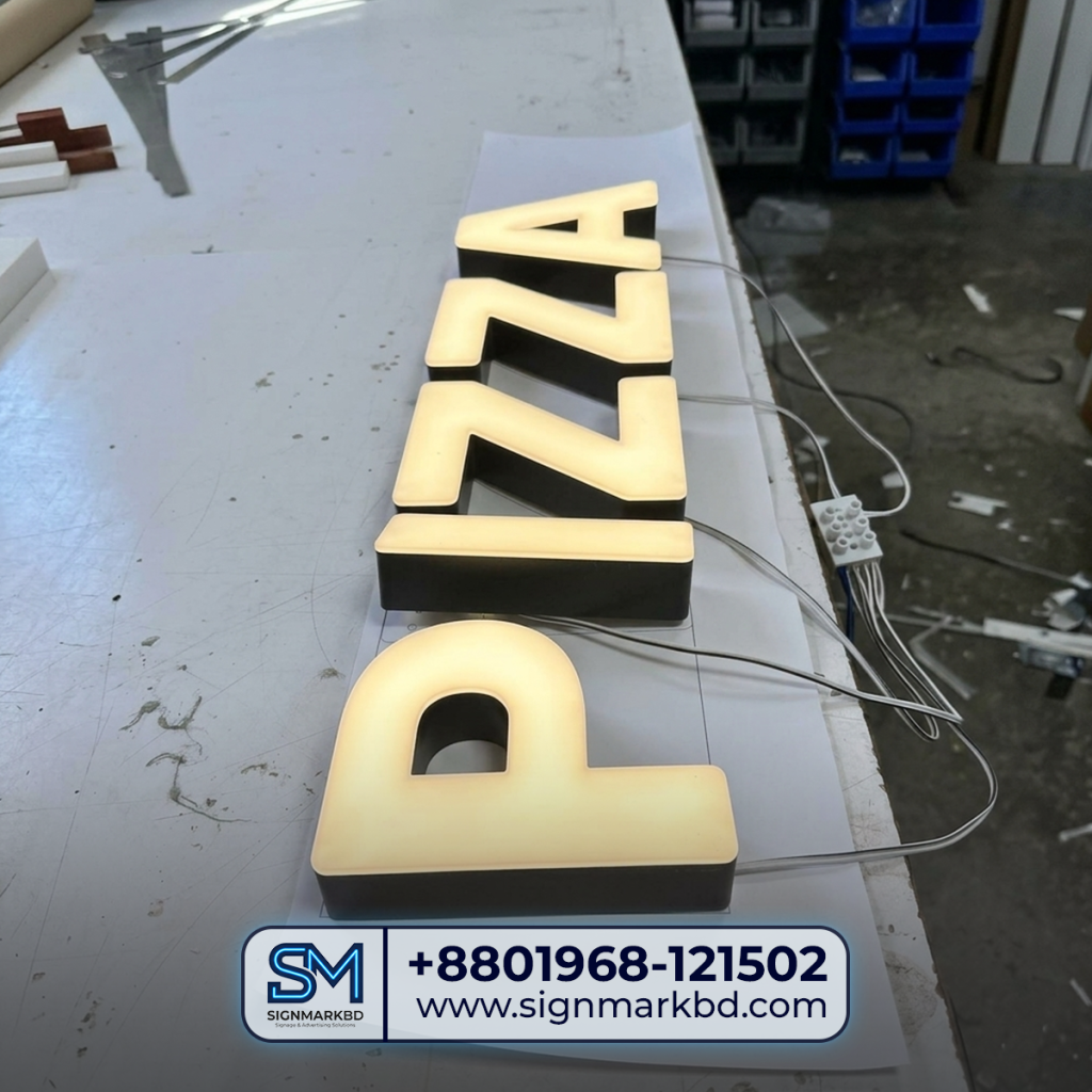 Acrylic and SS Sign Board Best Price for Pizza Shop